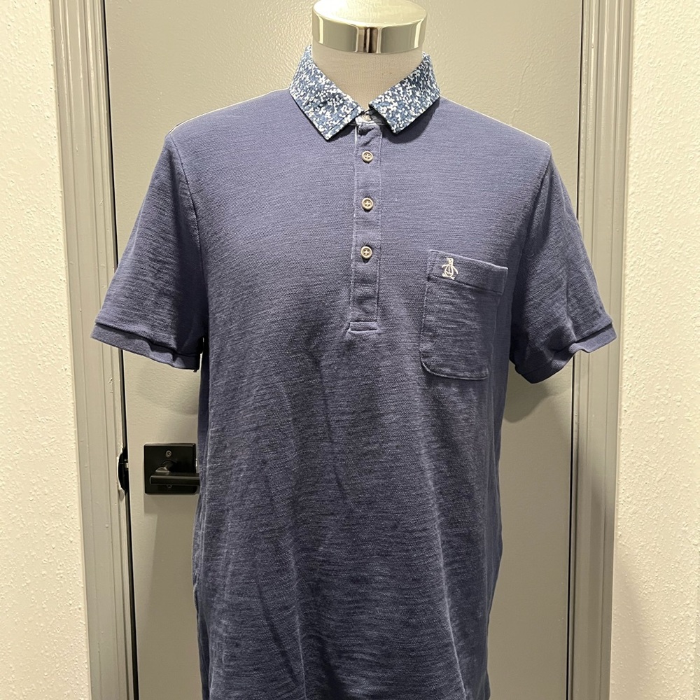 Blue Polo Penguin by Munsingwear  Size XL Logo Heritage Slim Fit